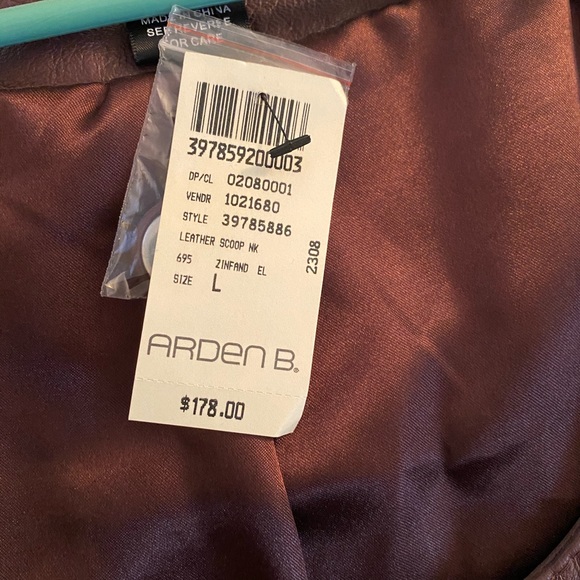 Tops - 100% leather top with belt, brand new never worn.